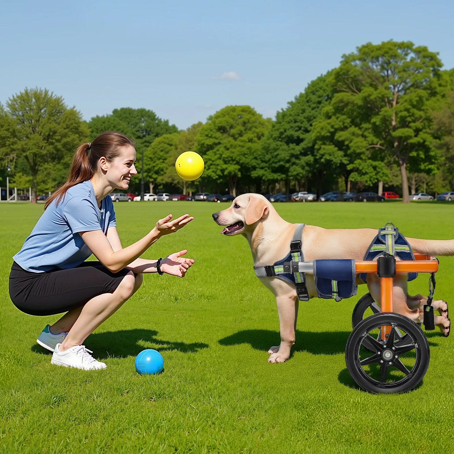 Dog Wheelchair For Back Legs Adjustable Two Wheels Lightweight Cart