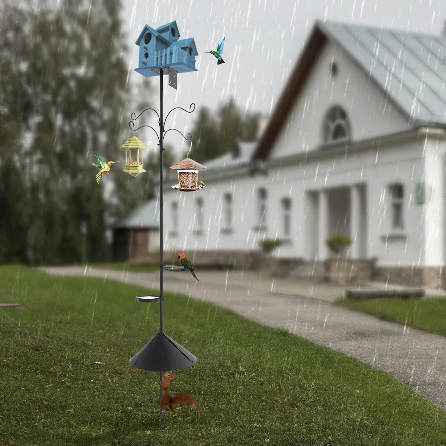 Hign-concerned Bird Feeder Pole With Squirrel Proof Baffle