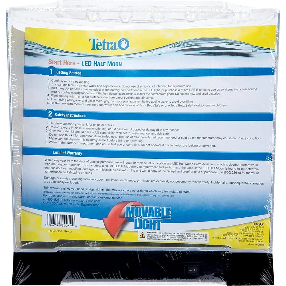 XMSJ Betta Aquarium Kit Half Moon Tank With LED Light