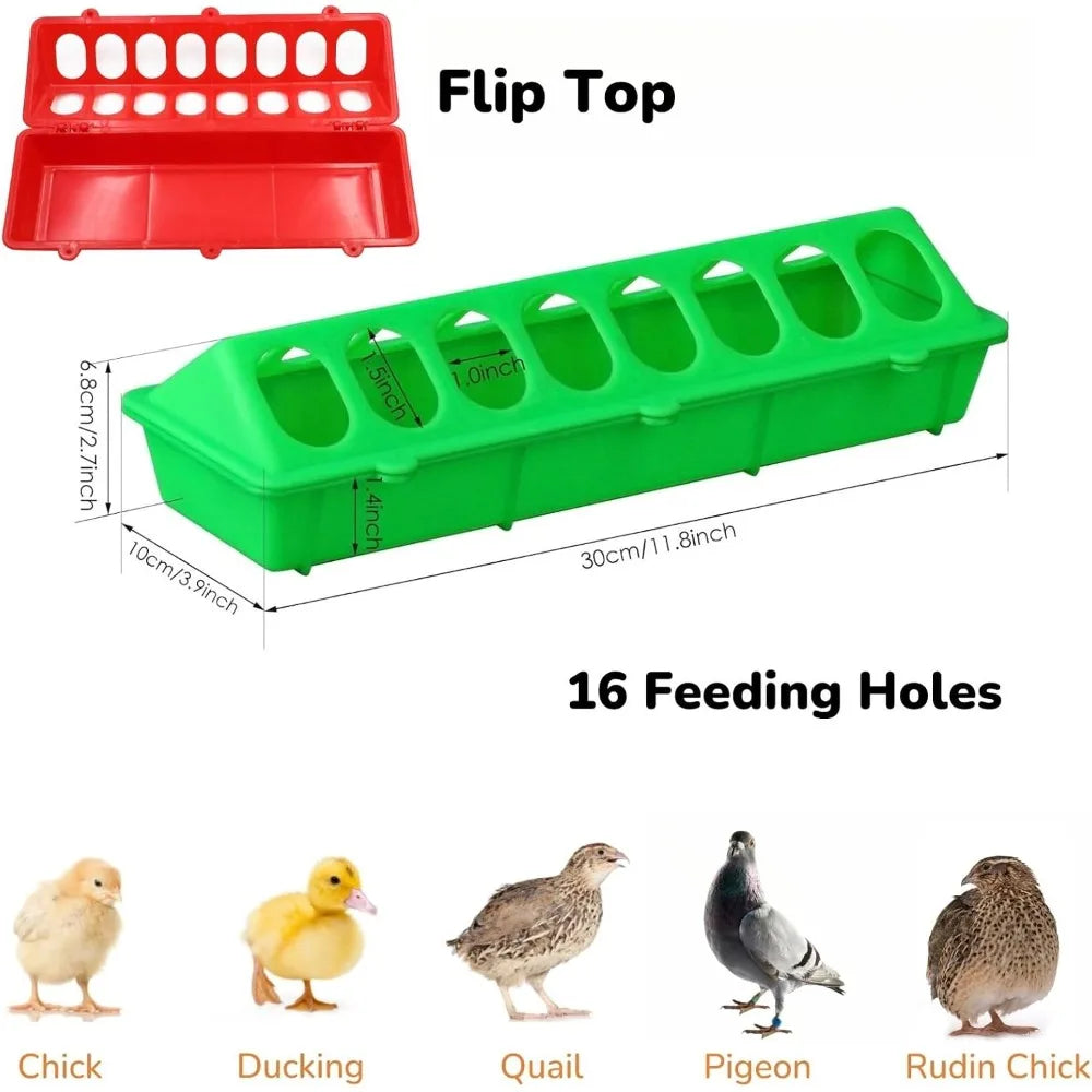 16 Hole Anti Waste Chicken Feeders 2Pack Plastic Poultry Feeders