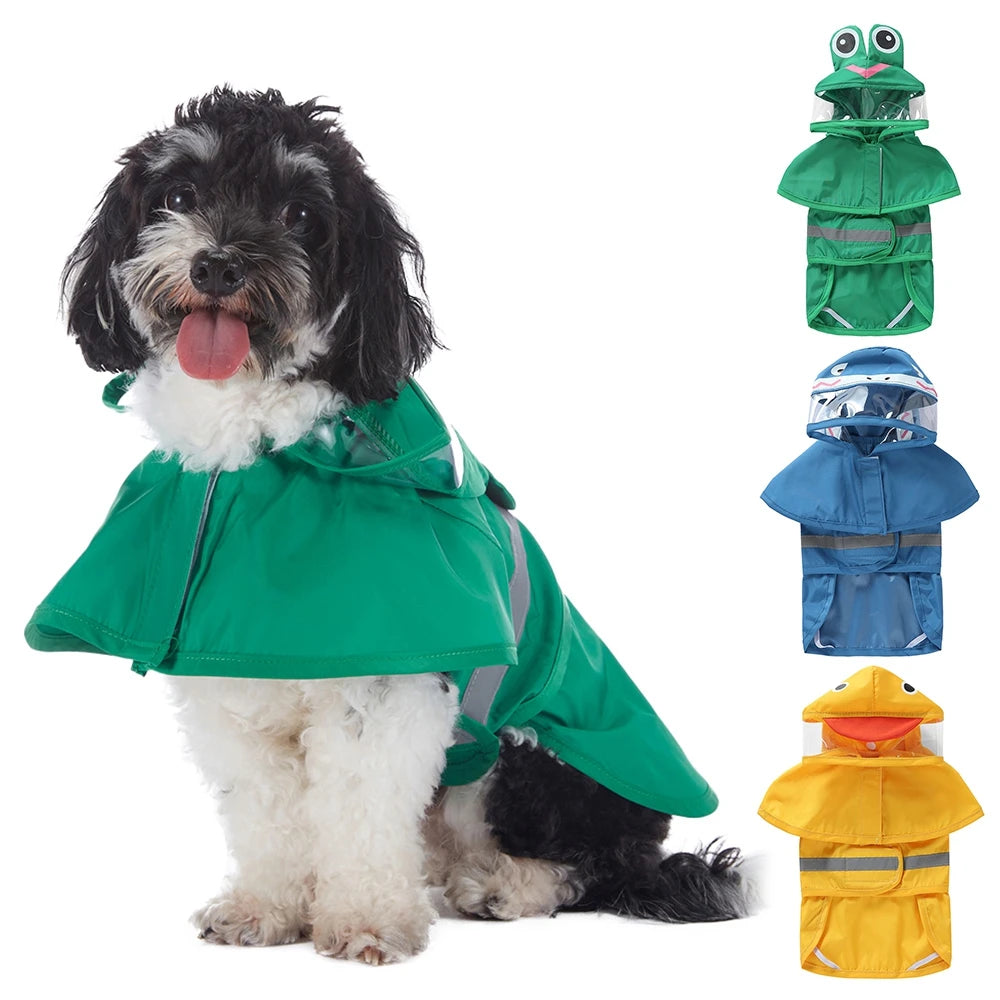 Reflective Waterproof Dog Raincoat With Hood For Outdoors