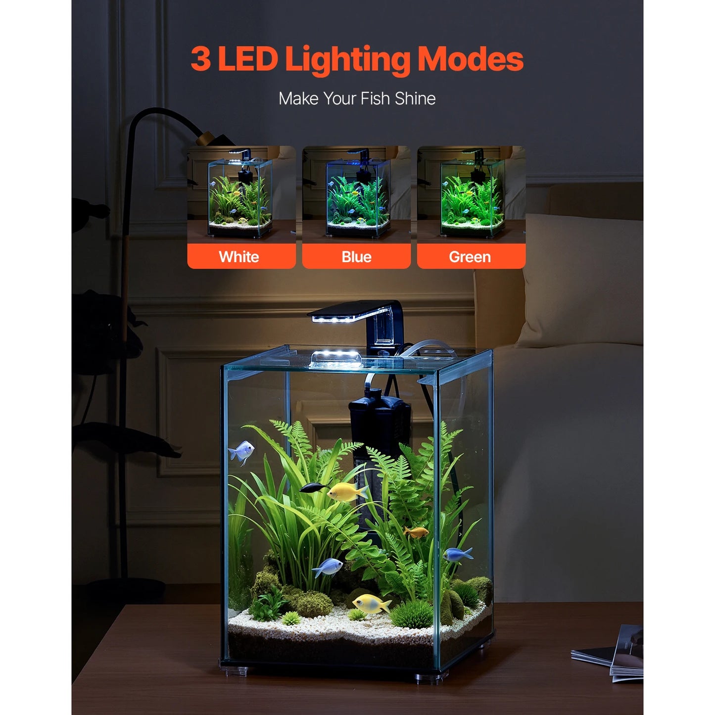 SucceBuy Ultra Glass Fish Tank Starter Aquarium Self Cleaning
