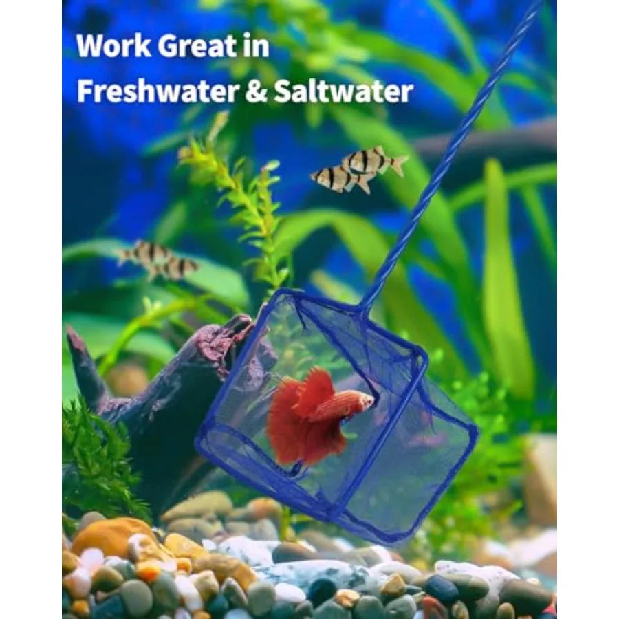 Fish Tank Net With Braided Metal Handle And Nylon Mesh