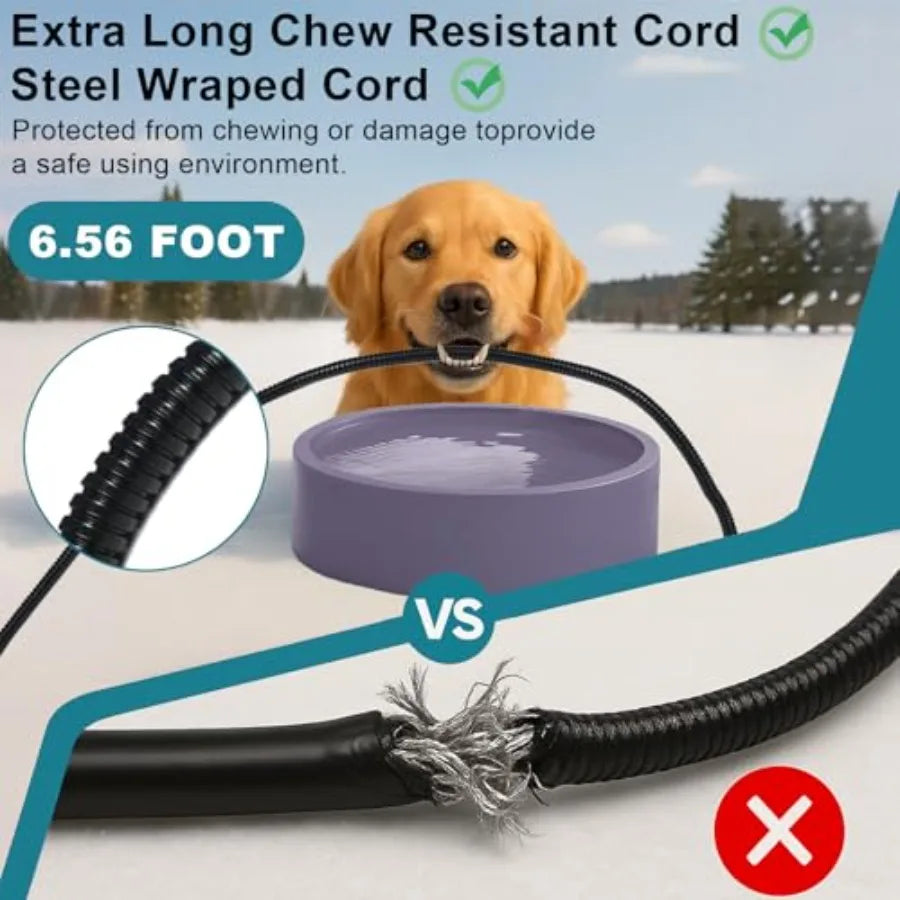 Pet Heated Water Bowl For Dogs And Cats With Chew Resistant Power Cord