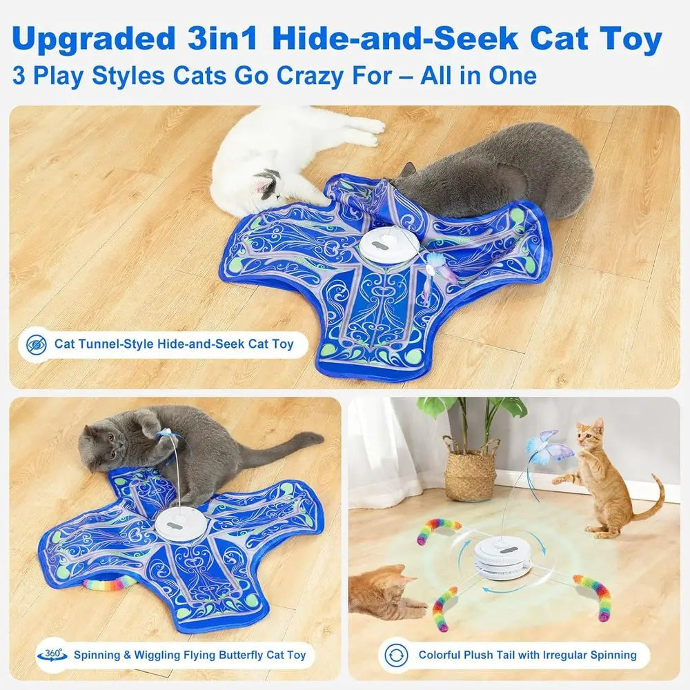 Dual Interactive Indoor Cat Toy With Rechargeable Touch and Seek