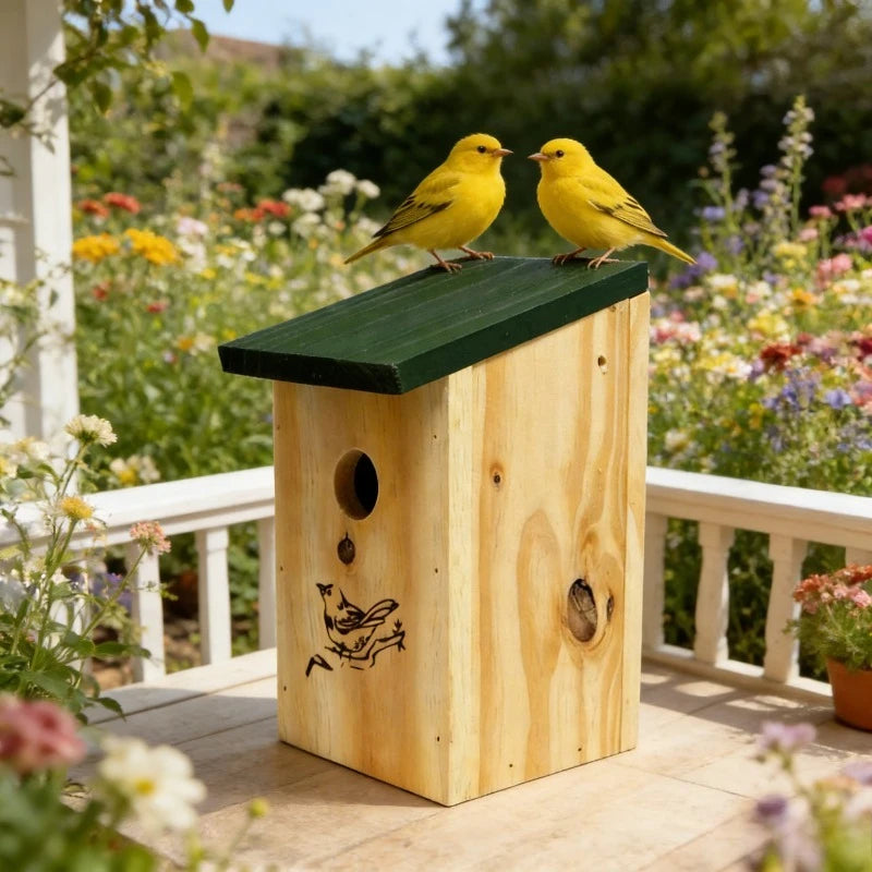 NONECN Natural Wooden Bird House Hanging Nest Shelter Wild Birds