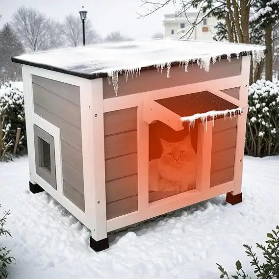 DAFIFY Insulated Cat House Weatherproof Outdoor Shelter For Feral Cats
