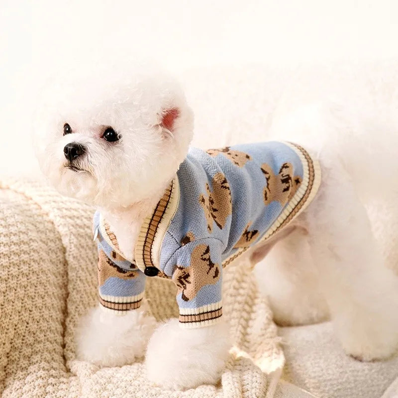 Striped Cardigan Dog Coat For Chihuahua And Bichon Frise