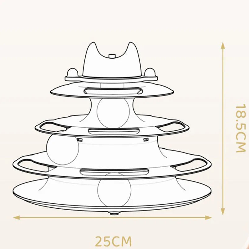 Interactive Cat Toy Tower Kitten Turntable Track Roller Balls Feather