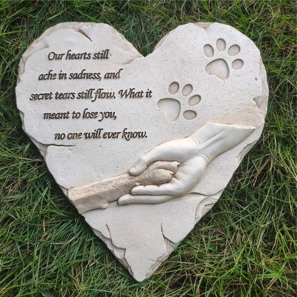 Heart Shaped Pet Memorial Stone for Dogs Garden Grave Marker