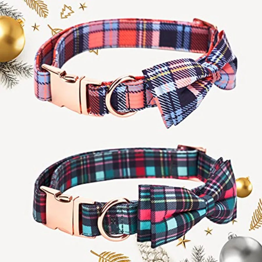 Adjustable Bow Tie Dog Collar With Printed Cute Pattern
