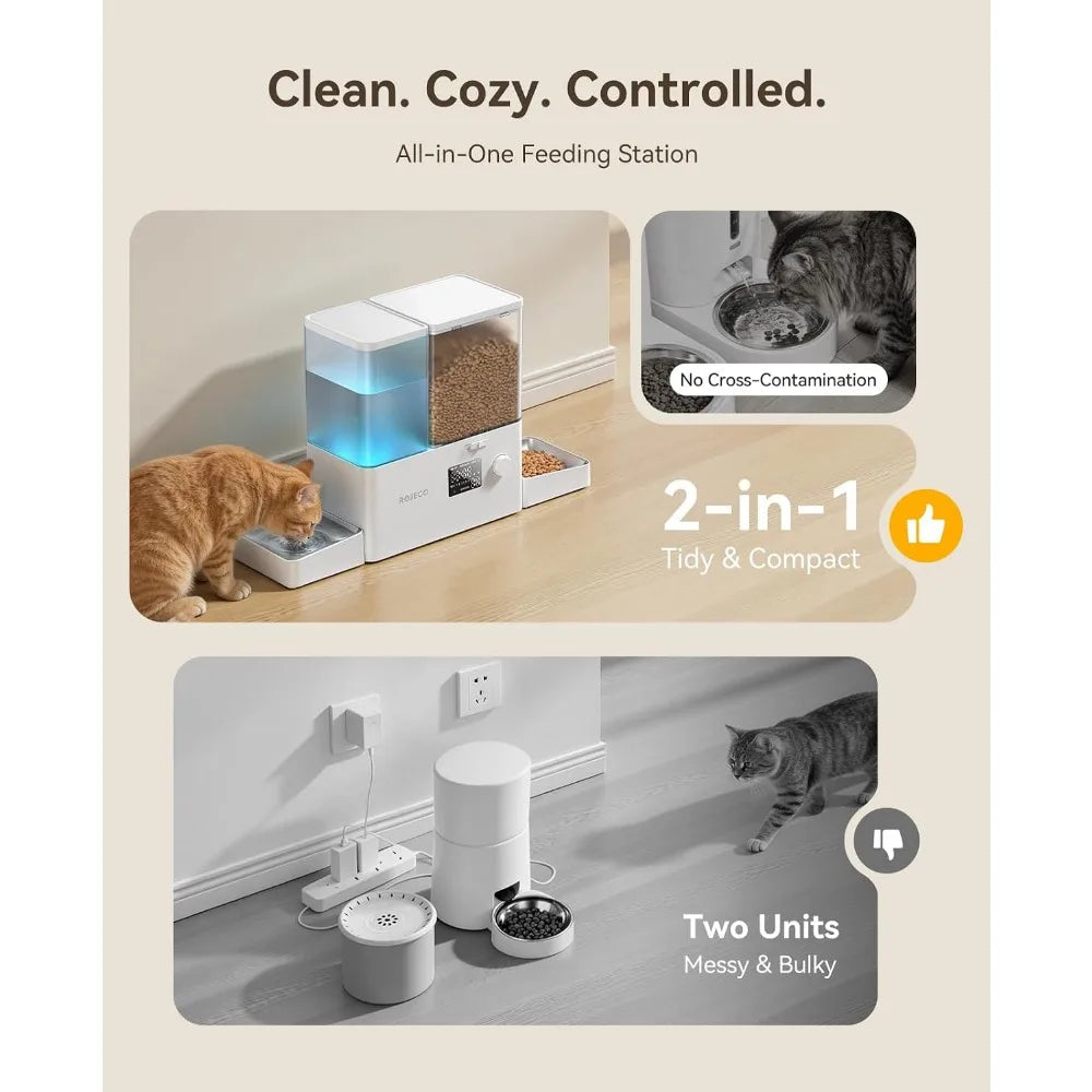 2-in-1 Automatic Pet Feeder And Water Dispenser For Cats Dogs