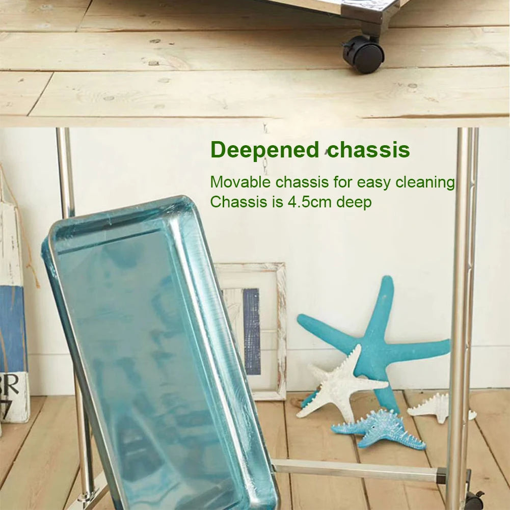 Shunmaii Metal Parrot Stand With Feeding Bowls Training Perch Wheels