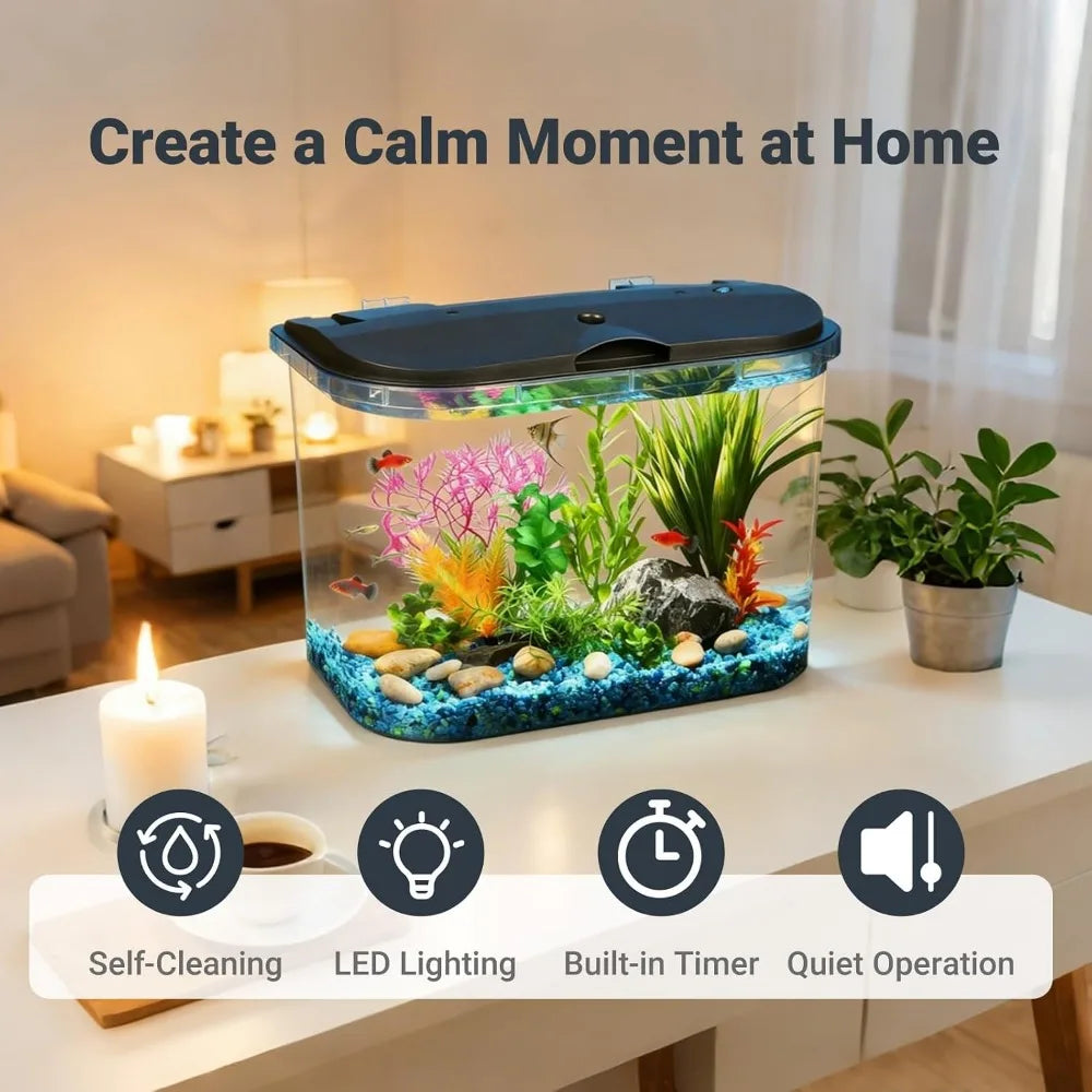 Aquarium Kit With LED Lighting And Power Filter For Tropical Fish