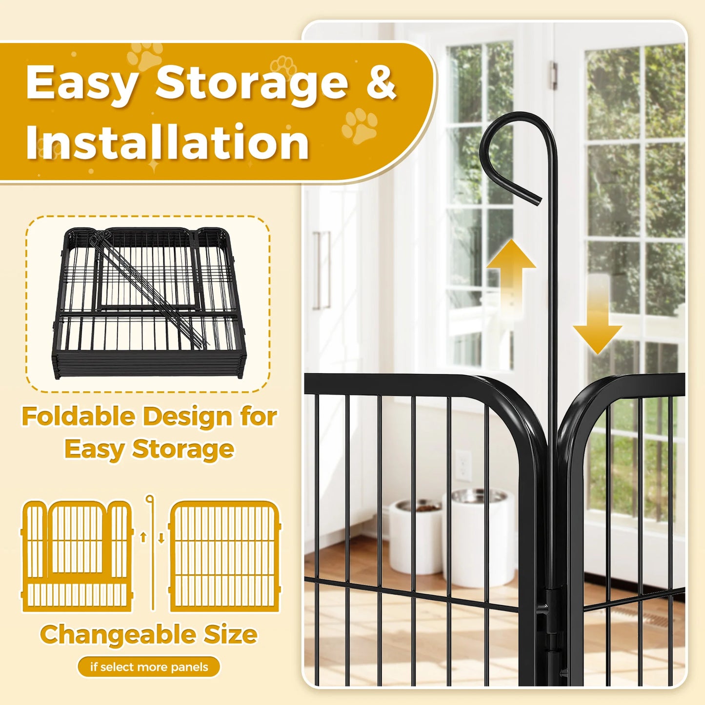 Dog Playpen With Door Foldable Metal Pet Fence For Yard