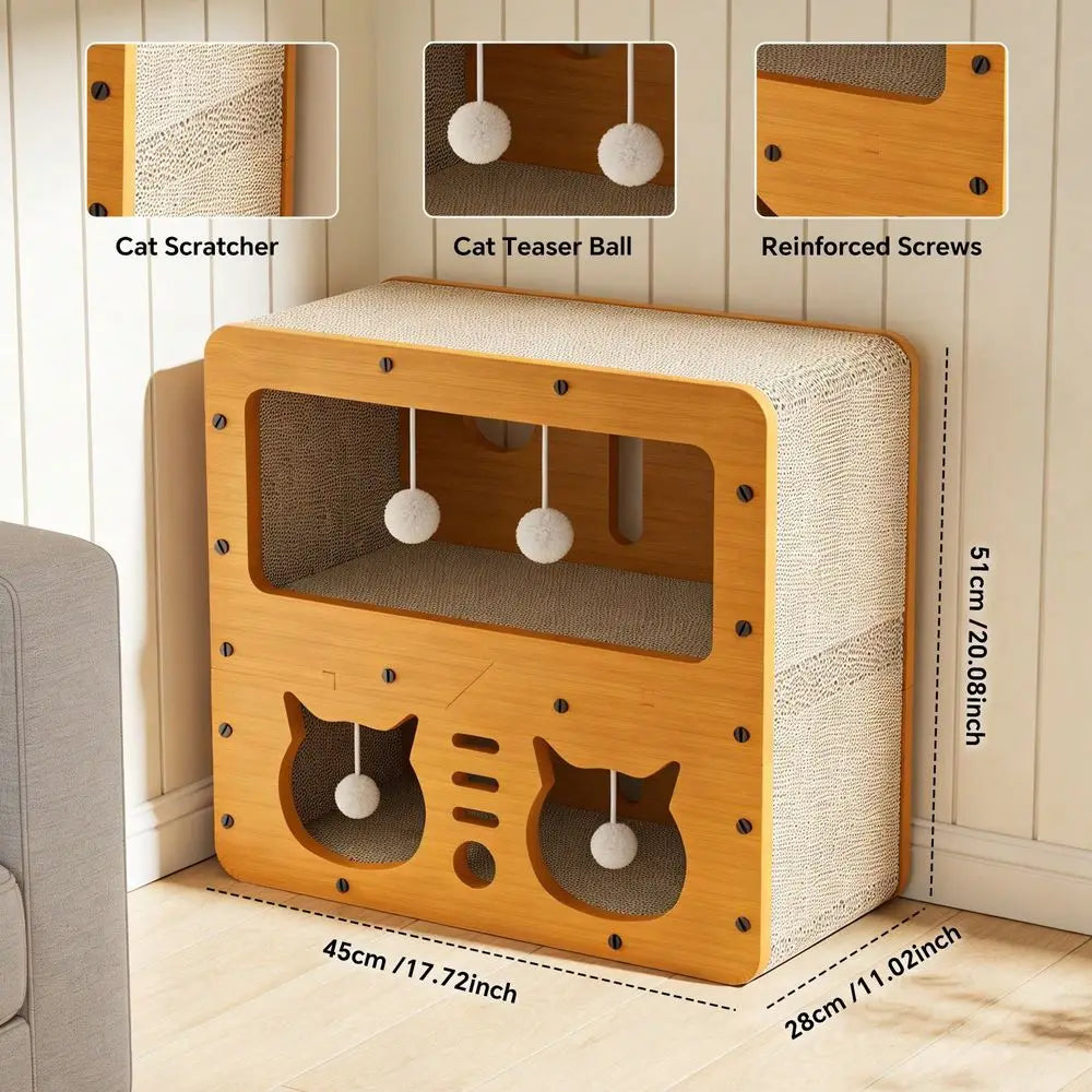 XMSJ Two Story Cat Scratching And Sleeping Corrugated Cardboard