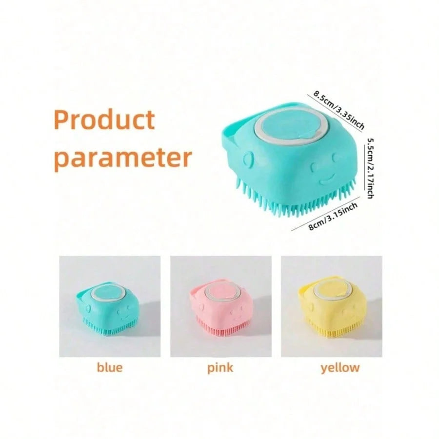 Silicone Pet Shampoo Brush With Dispenser For Dogs And Cats
