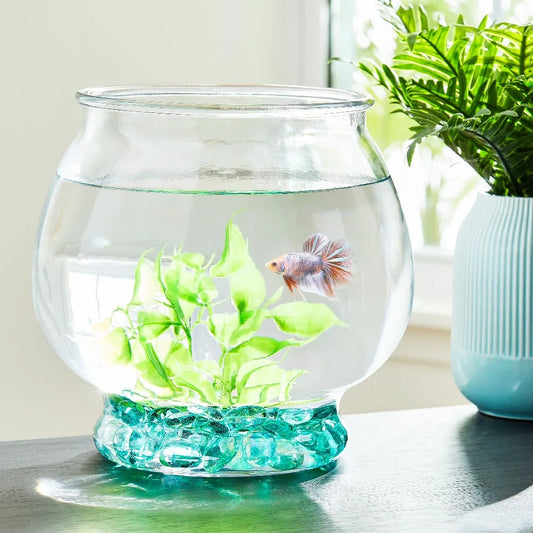 Glass Fishbowl With Footed Base For Aquarium Round Desktop Decoration