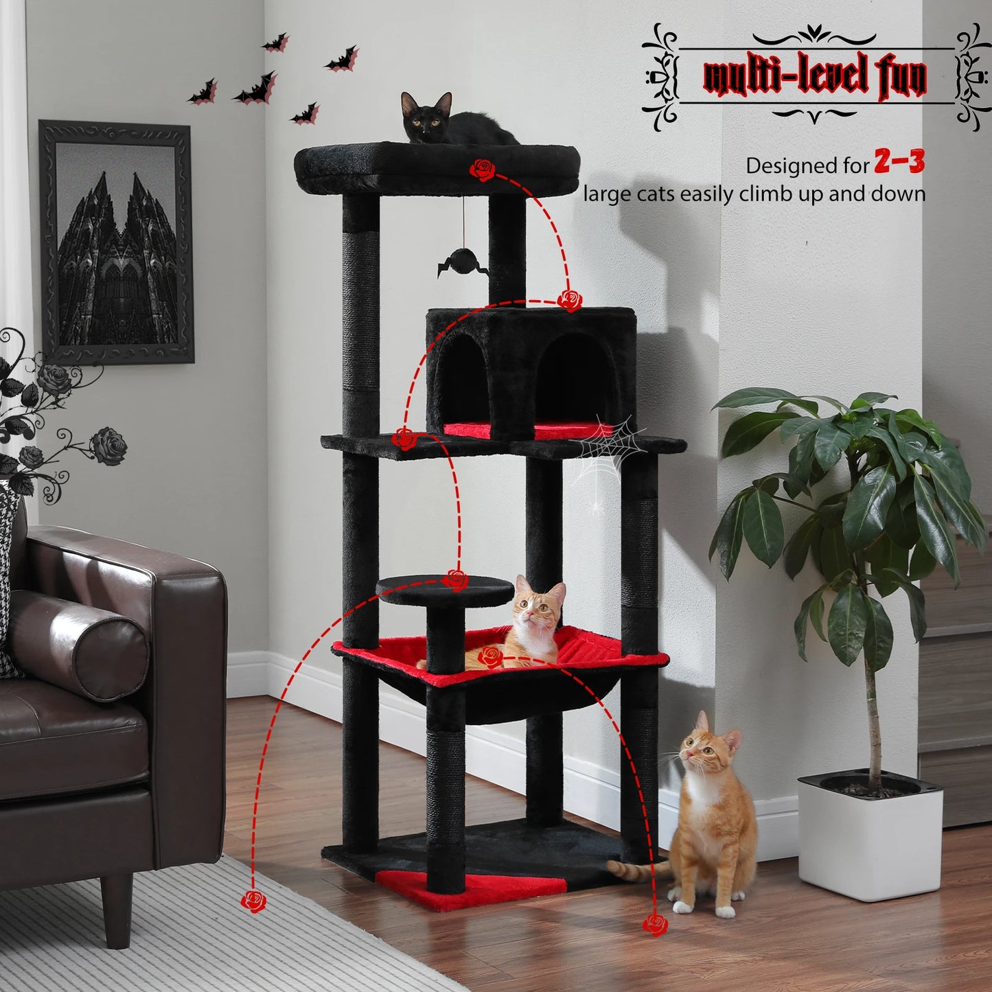 PAWZ Road Gothic Cat Tree For Indoor Cats Tall Cat Tower