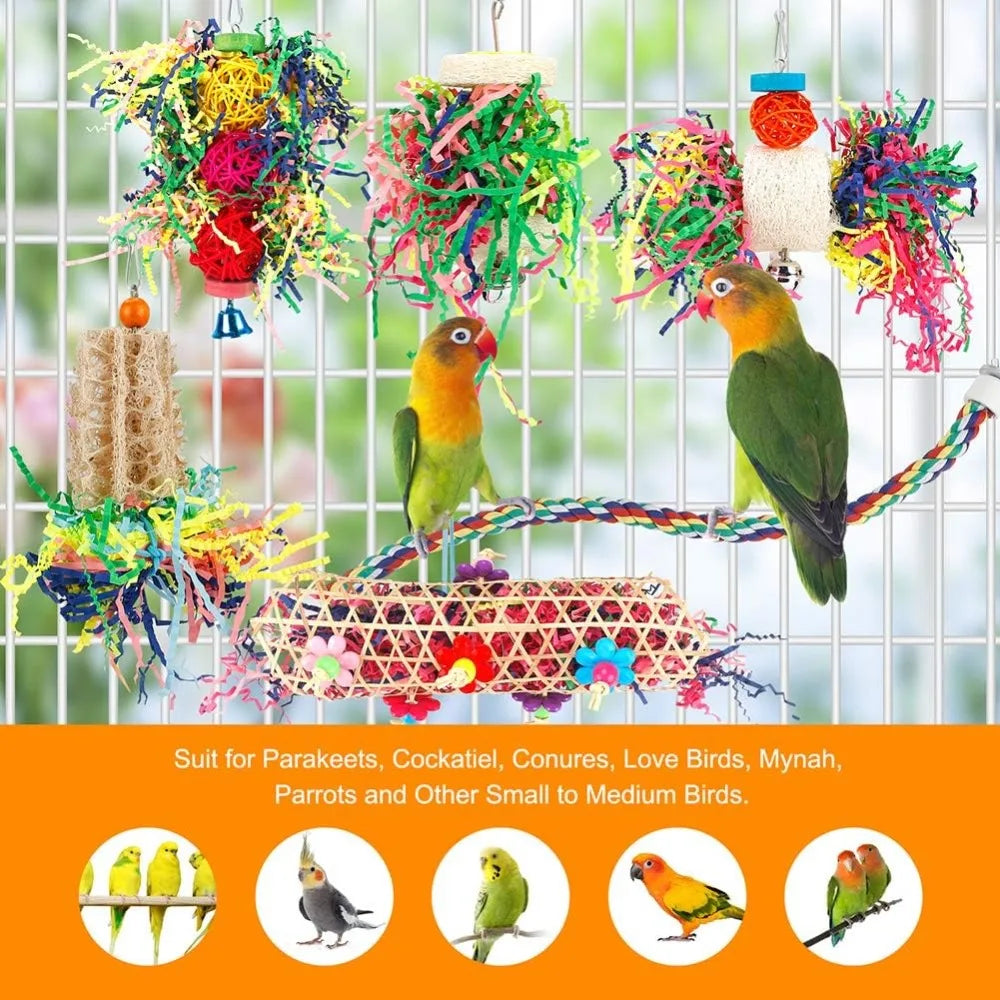 Bird Chew Toys Parrot Paper Ball Foraging Cage Hanging Toys