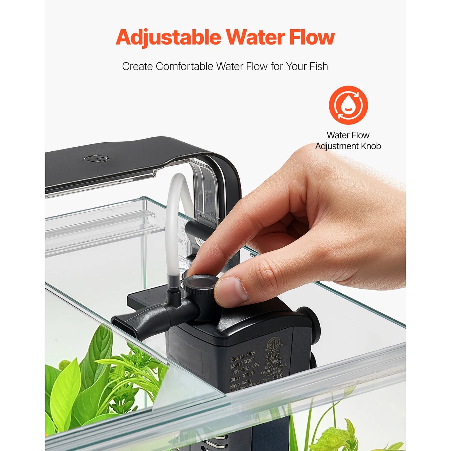 SucceBuy Square Glass Aquarium With Adjustable 3 Color Lighting Self Cleaning