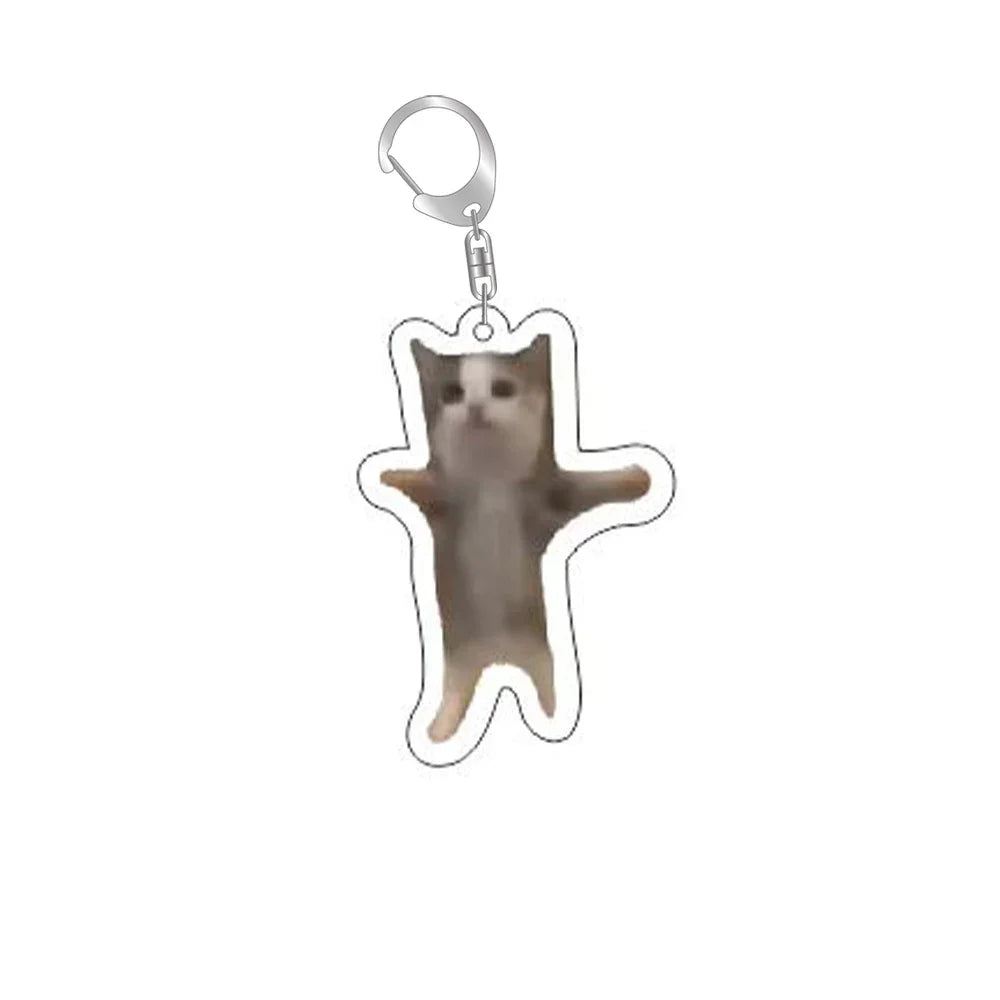 Button Bread Popping Cat Meow Meme Keychain Pendant