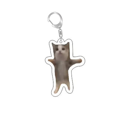 Button Bread Popping Cat Meow Meme Keychain Pendant