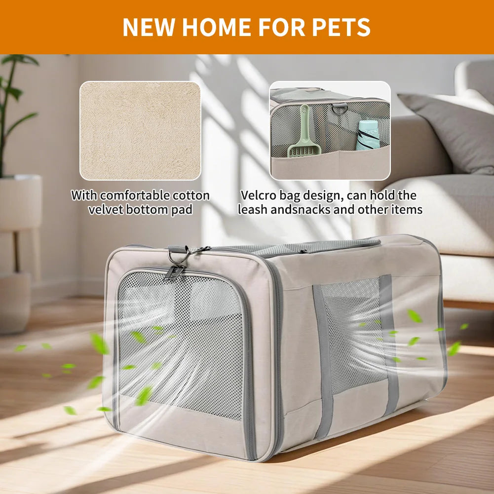 Cat Trolley For Two Cats With Wheels And Safety Belts Travel Carrier For Pet Travel