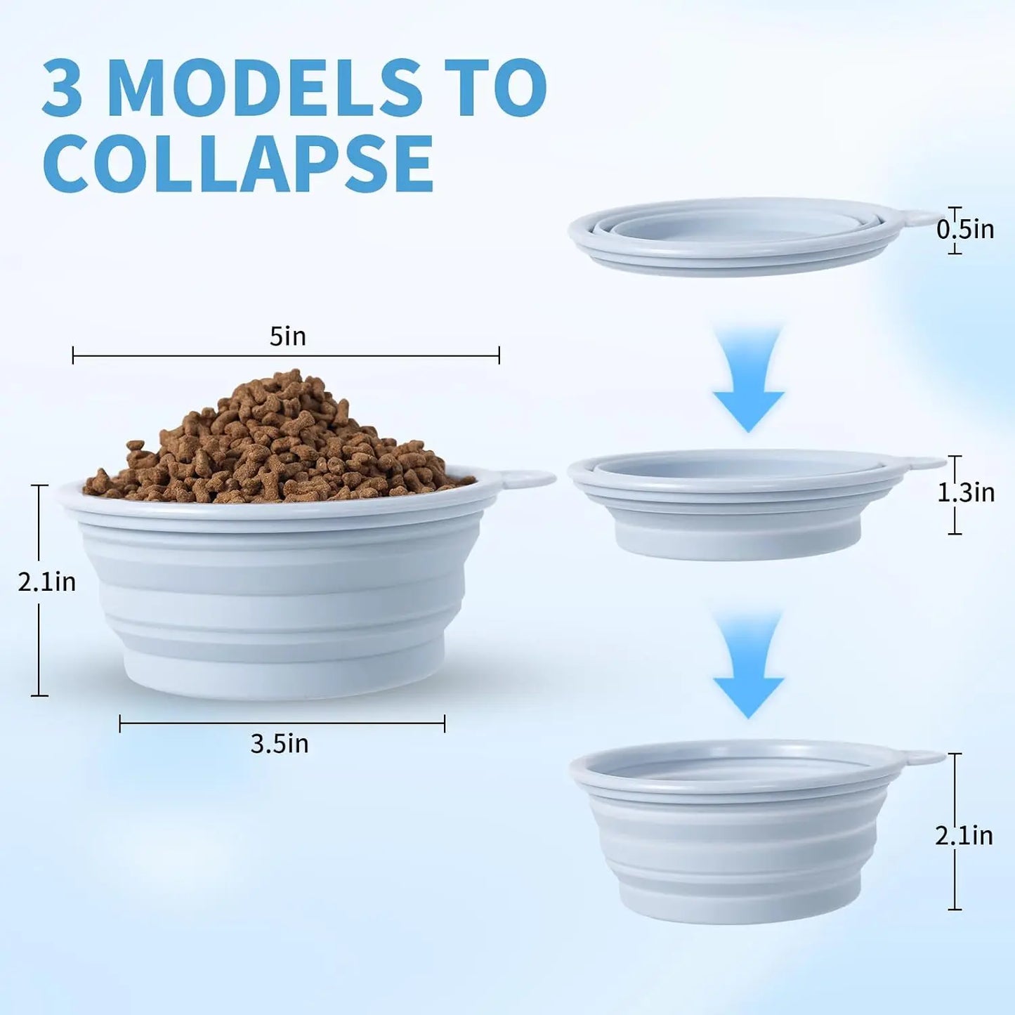 Collapsible Dog Bowls 2Pack Silicone Foldable Travel Water Dish