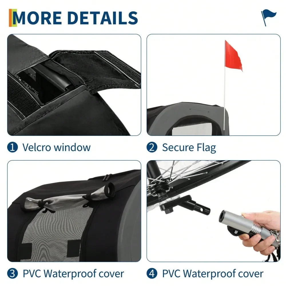 XMSJ Dog Bike Trailer With Quick Release Wheels For Pets