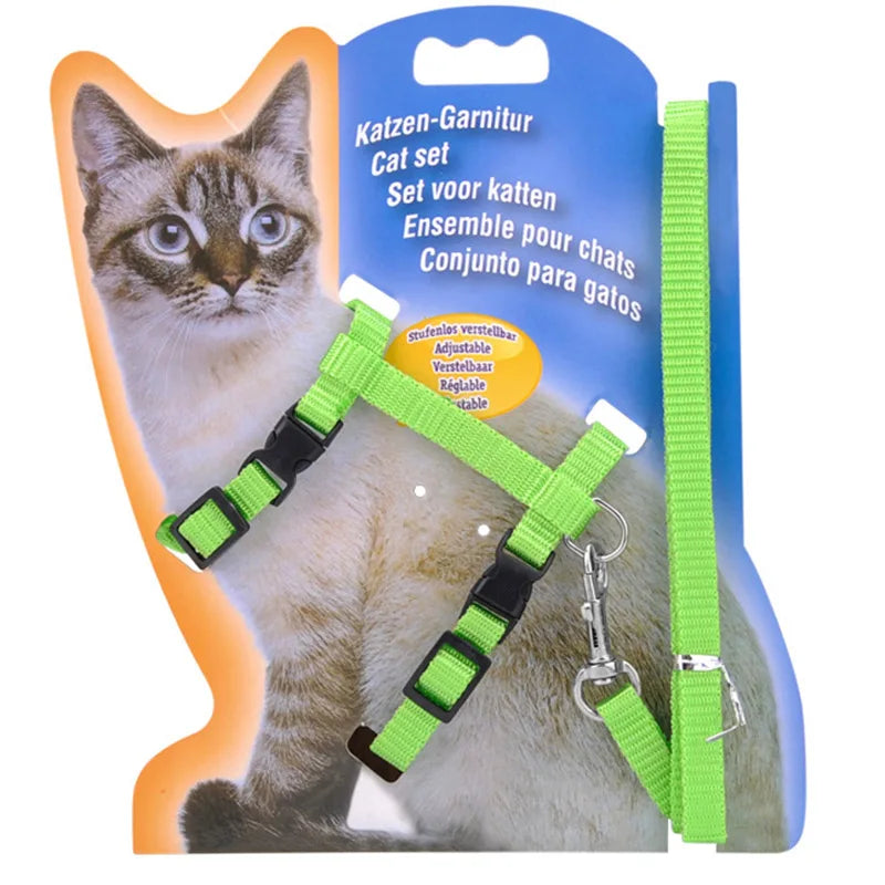 Adjustable Cat Collar Harness Leash Set Nylon For Cats