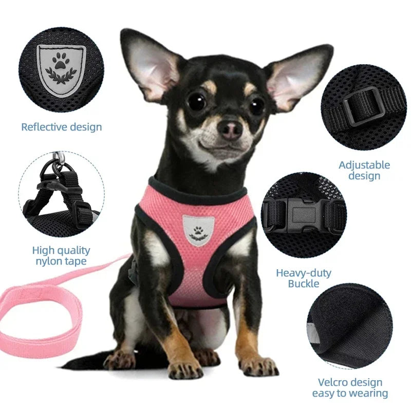 Adjustable Polyester Cat Harness Vest With Leash For Small Pets