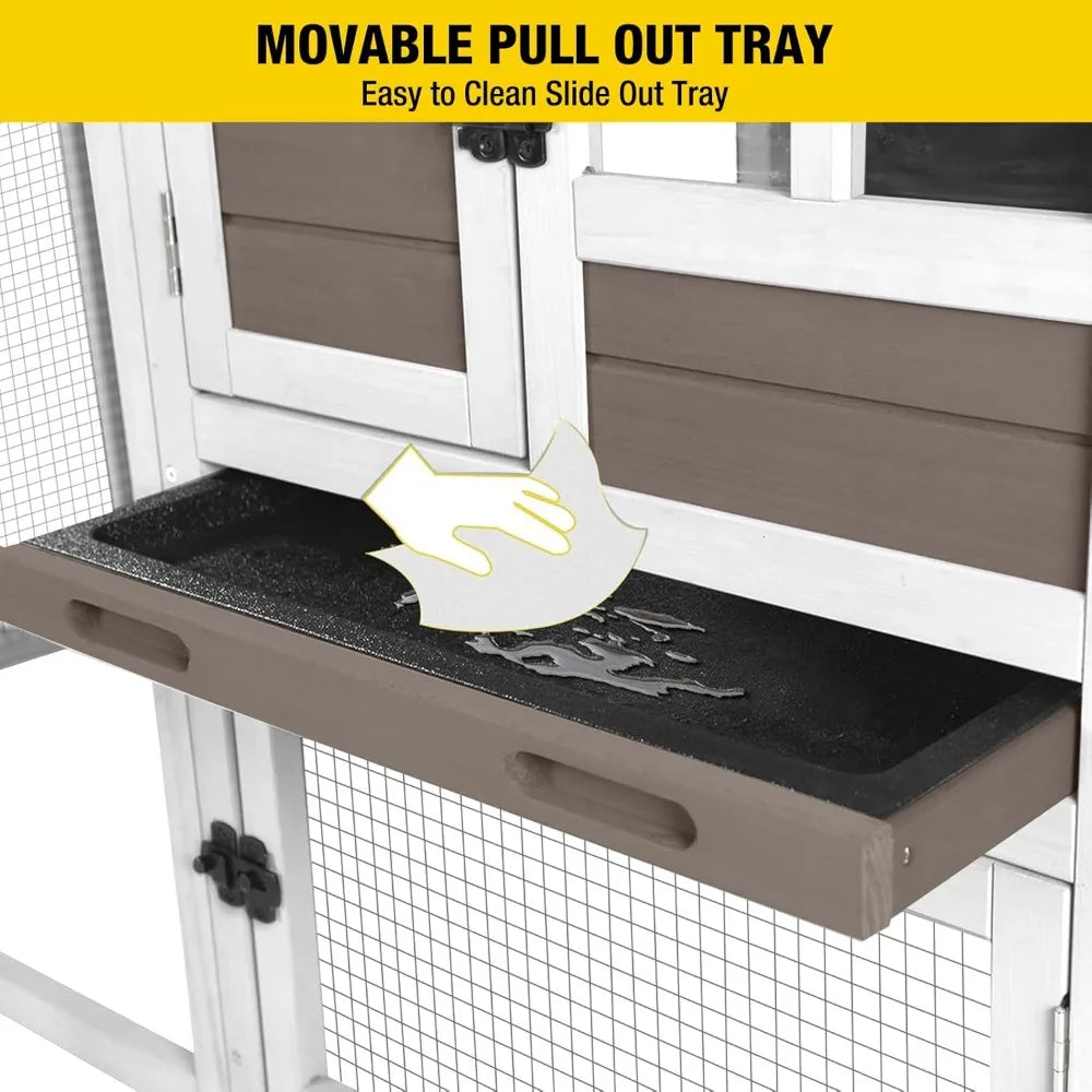 Outdoor Rabbit Hutch With Indoor Living And Pullout Tray