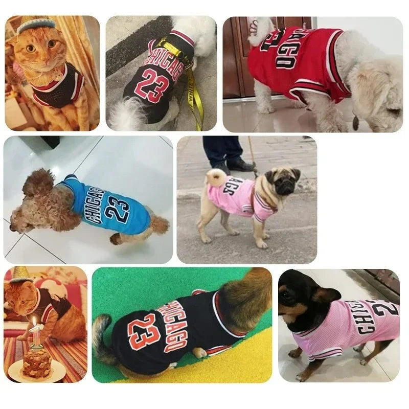 Dog Basketball Jersey Summer Pet Clothes Mesh Breathable Vest