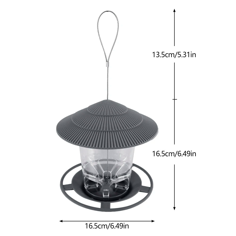 Garden Gazebo Hanging Bird Feeder With Hexagonal Terrace Roof And Rope