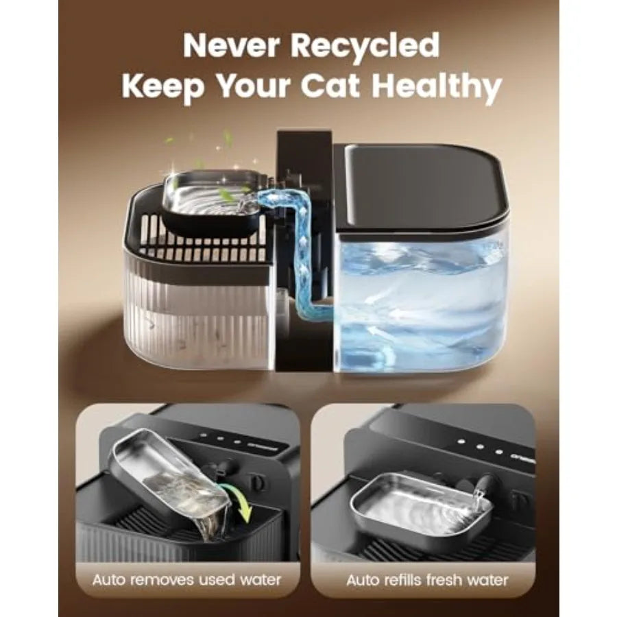 Wireless Filterless Cat Water Fountain With Stainless Steel Bowl