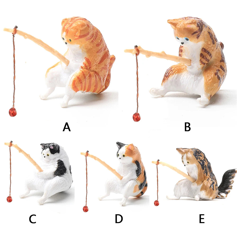 Alloet Kitten Fishing Ornament Cat Aquarium Landscape Decor