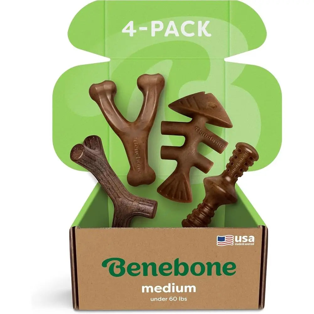 Durable Medium Dog Toys Four Pack Chew Bones Made In USA