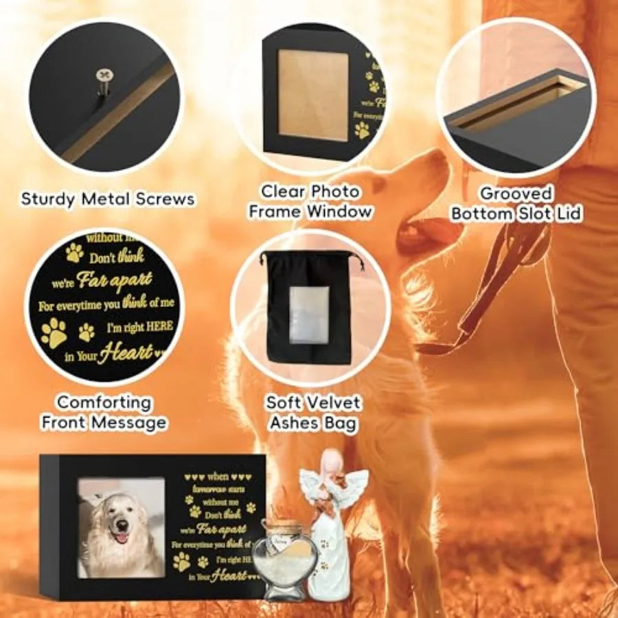 Pet Memorial Wooden Urn With Photo Frame For Dogs And Cats