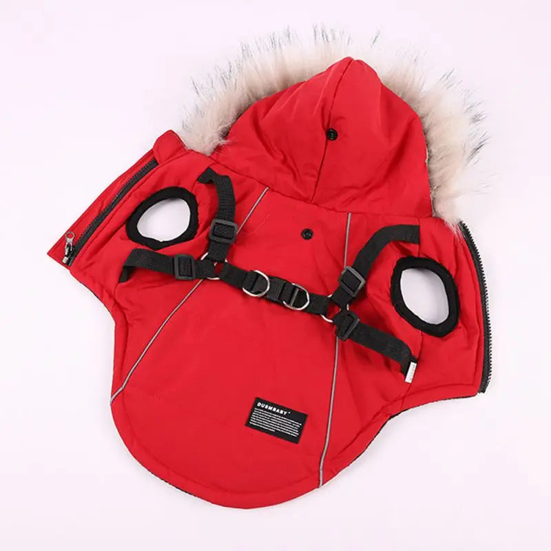 Winter Dog Harness Jacket Waterproof Hooded Coat for Dogs