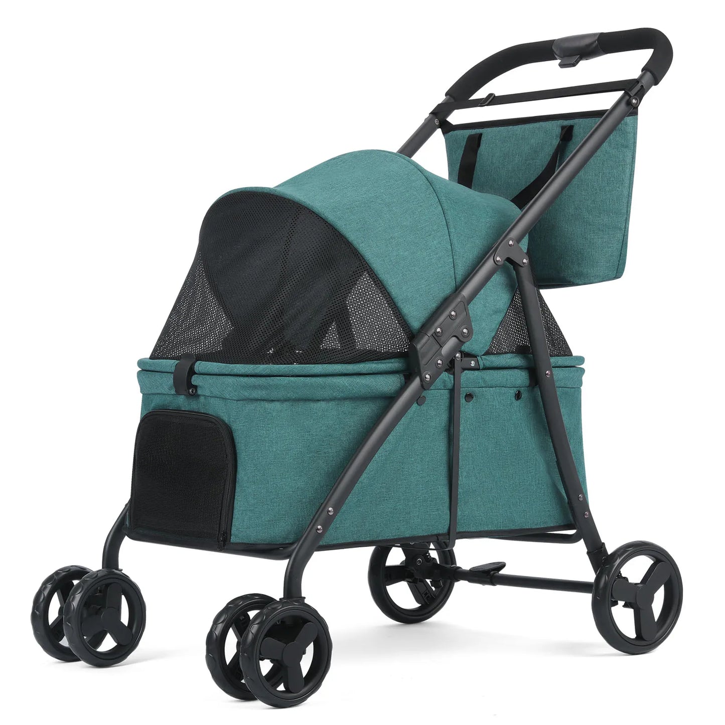 Foldable Dog Stroller Portable 4 Wheel Pet Pushchair Travel Carriage