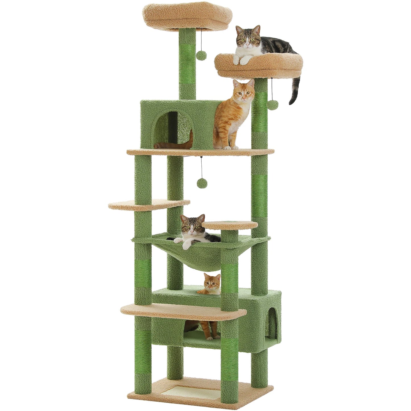 PEQULTI Multi Level Cat Tree Tower Scratching Posts Hammock Condo