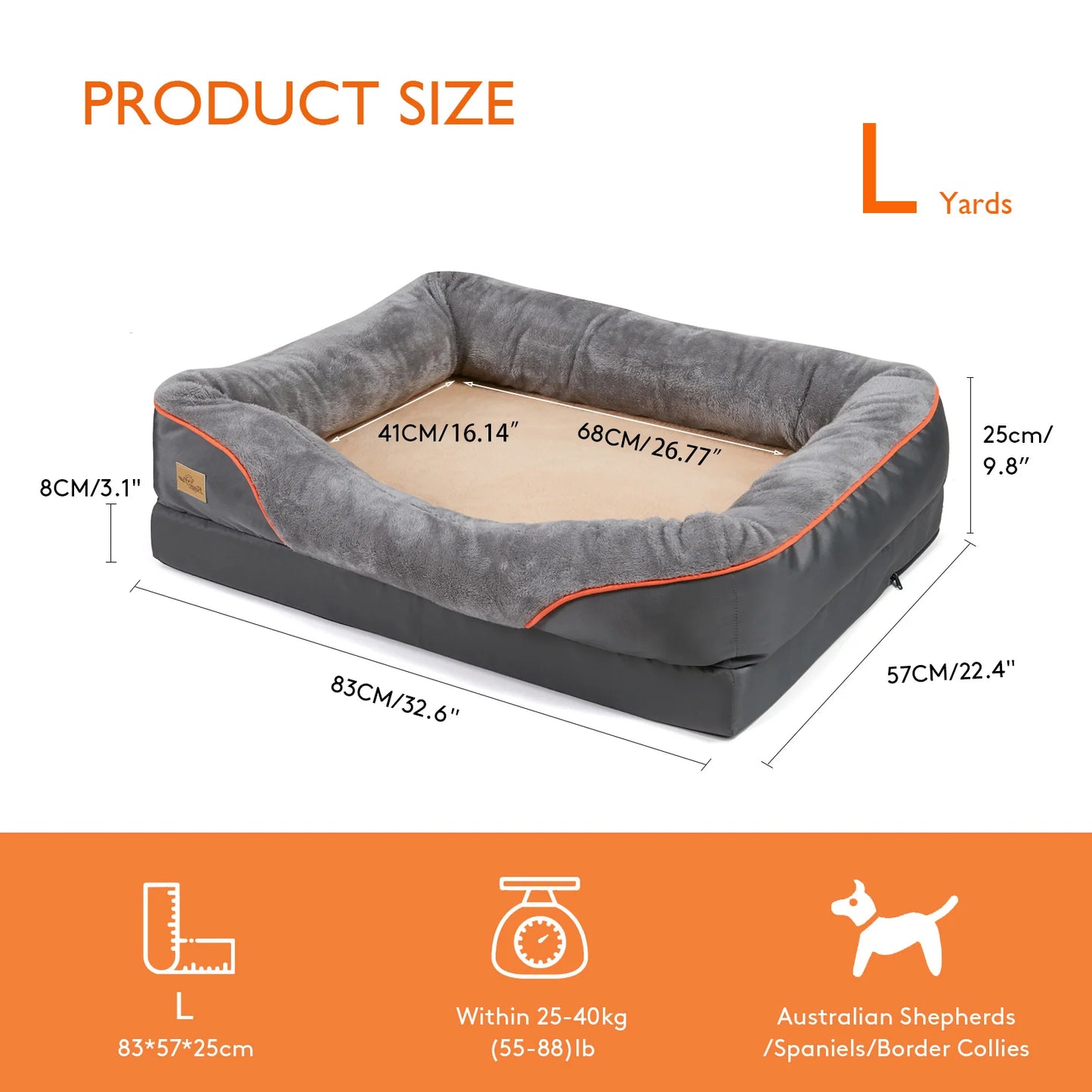 BINGOPAW Dog Bed Removable Washable Cover Anti Allergy Foam