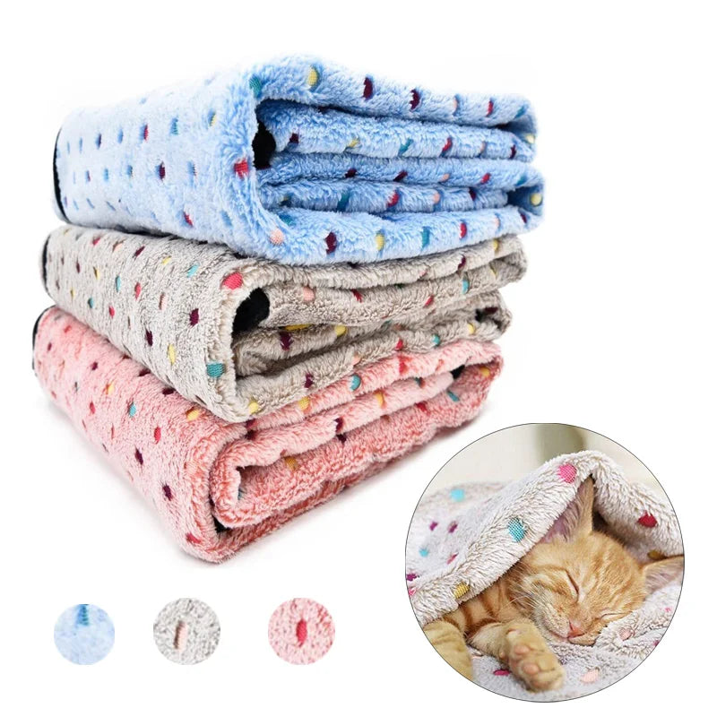 Soft Fluffy Pet Blanket Dot Pattern Ultra Cozy For Pets