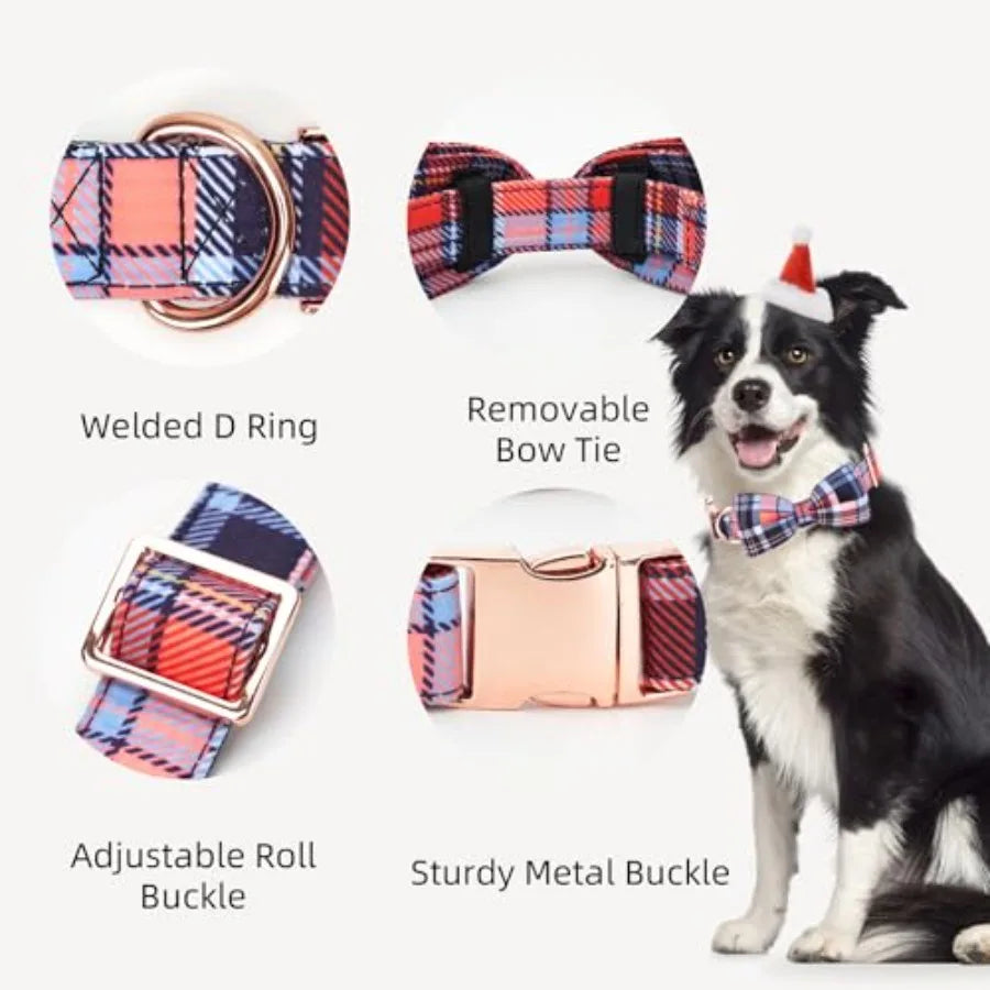 Adjustable Bow Tie Dog Collar With Printed Cute Pattern