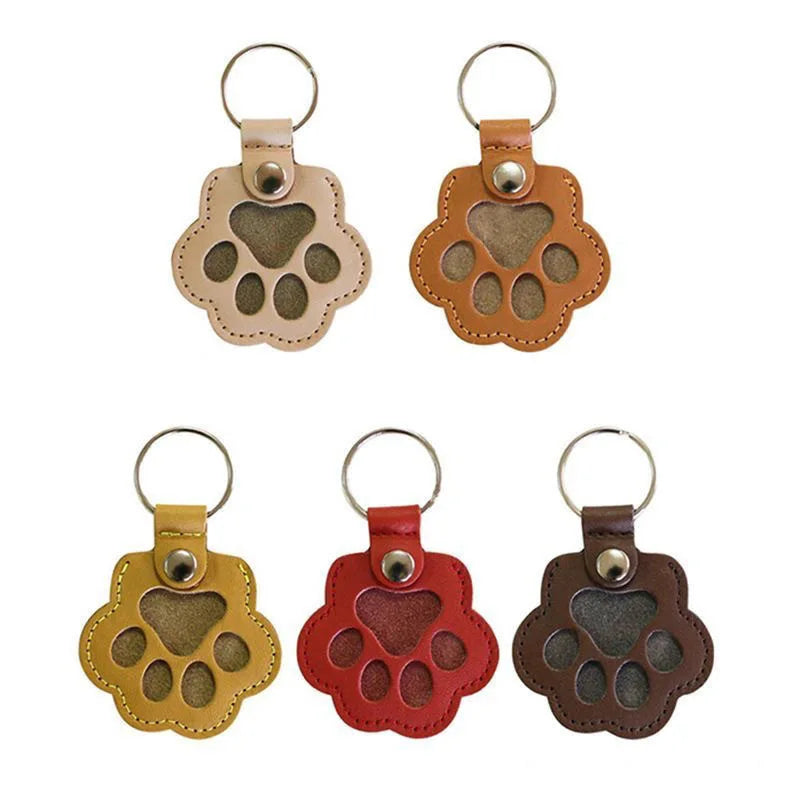 Button Leather Memorial Pet Hair Keepsake Keychain for Pet Fur