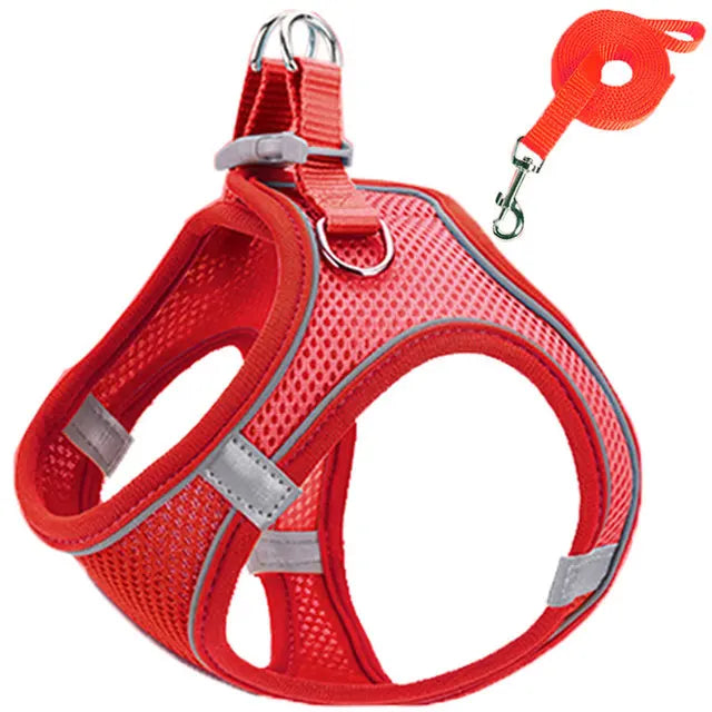 Reflective Cat Harness And Leash Set Adjustable For Cats And Small Dogs