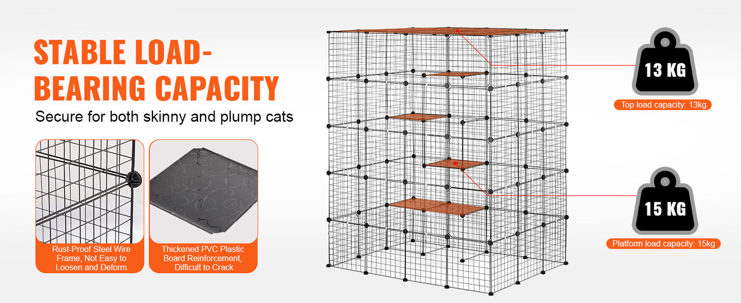 SucceBuy Cat Cage Detachable Metal Wire Enclosure With Front Doors