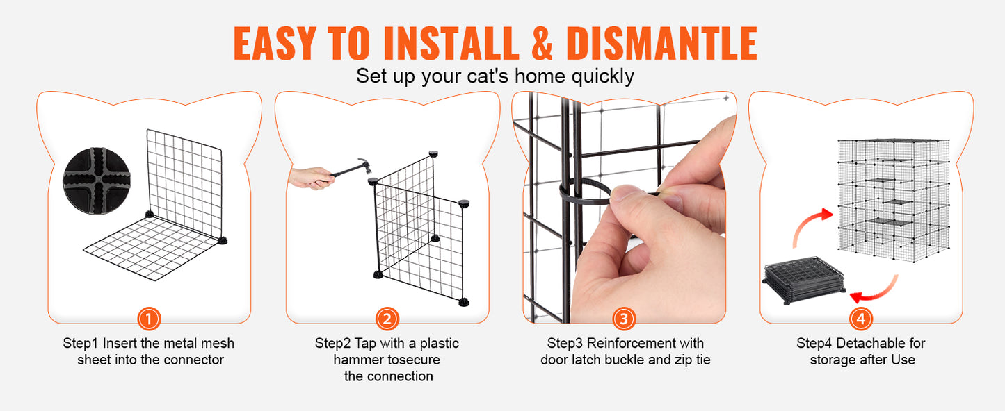 SucceBuy Cat Cage Detachable Metal Wire Enclosure With Front Doors