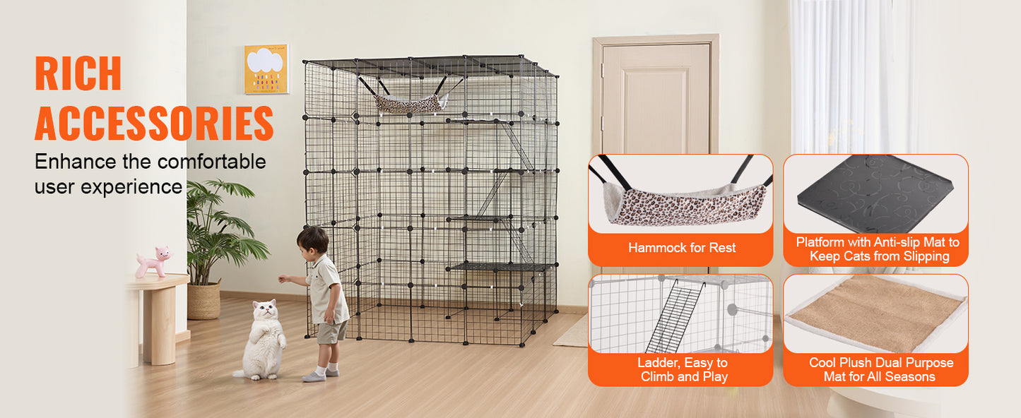 SucceBuy Cat Cage Detachable Metal Wire Enclosure With Front Doors
